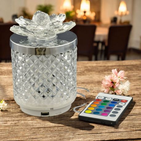 LAMPADA LED EFFETTO DIAMANTE CON LUCE RGB E TELECOMANDO COPERCHIO ARGENTO