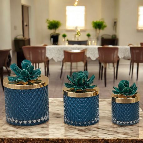 CANDELA PROFUMATA IN VETRO CON FIORE CAPODIMONTE AZZURRO, TRE DIMENSIONI DISPONIBILI