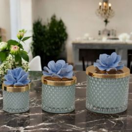 CANDELA CON FIORE IN CAPODIMONTE COLOR AVION E TAPPO ORO