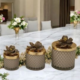 CANDELA VETRO EFFETTO DIAMANTE COPERTURA FIORE MATRIMONIO E ANNIVERSARIO