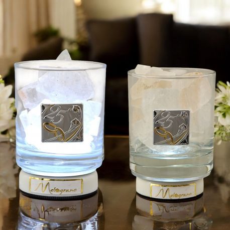 LAMPADA LED SALE HIMALAYA BIANCO PLACCHETTA ARGENTATA 25°