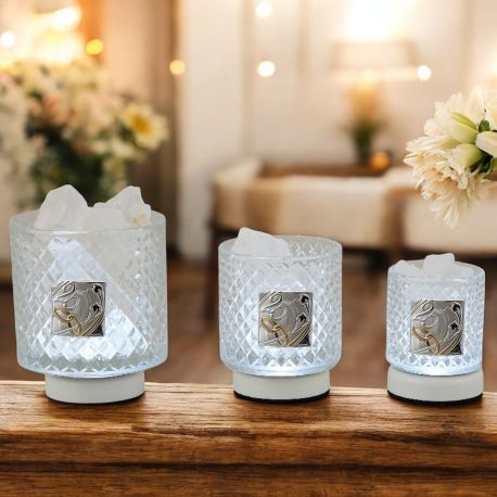 LAMPADA LED EFFETTO DIAMANTE SALE HIMALAYA BIANCO CON PLACCHETTA 25°