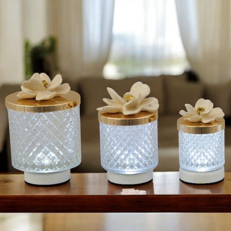 LAMPADA EFFETTO DIAMANTE ORO E FIORE COLOR VISONE