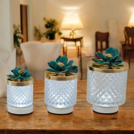 LAMPADA CON FIORE IN CAPODIMONTE VERDE BOMBONIERE SPECIALI EVENTO