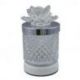 LAMPADA EFFETTO DIAMANTE CON FIORE TRASPARENTE E STRASS, COPERICHIO ARGENTO
