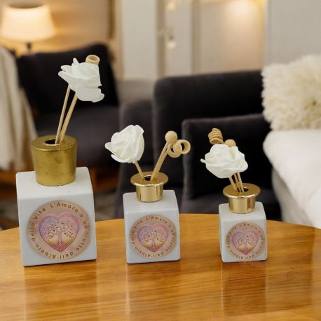 DIFFUSORE ESSENZA CON ALBERO DELLA VITA E FRASE BOMBONIERE ELEGANTI NOZZE