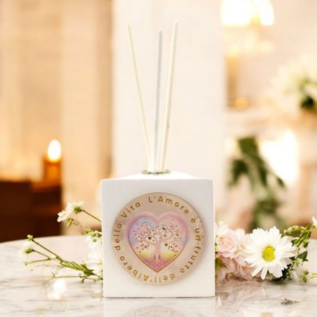 DIFFUSORE AMBIENTE QUADRATO CON ALBERO DELLA VITA E CUORE PER EVENTI SPECIALI"