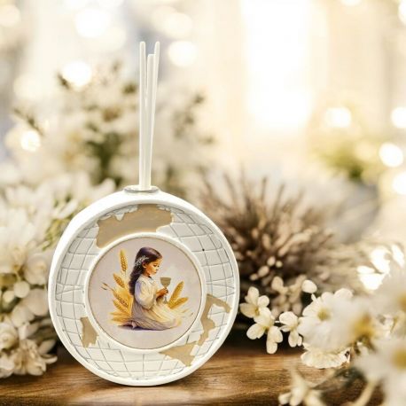 PROFUMATORE A FORMA DI MONDO CON BIMBA CHE PREGA IDEALE PER COMUNIONE
