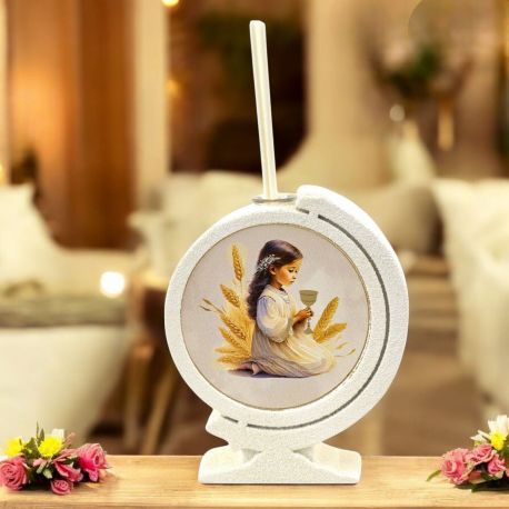 DIFFUSORE ESSENZA CON LUCE LED MAPPAMONDO E BIMBA IN PREGHIERA