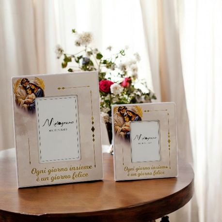 PORTAFOTO SACRA FAMIGLIA CON FRASE SIGNIFICATIVA PER EVENTI RELIGIOSI