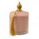 CANDELA EFFETTO DIAMANTE ROSA E ORO CON COPERCHIO E NAPPINA RAFFINATA