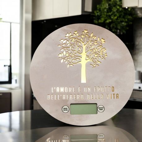 BILANCIA DA CUCINA TONDA CON ALBERO DELLA VITA E DETTAGLI COLOR ORO