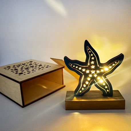 LAMPADA LED BLU STELLA MARINA TRAFORATA ELEGANTE IDEA BOMBONIERA