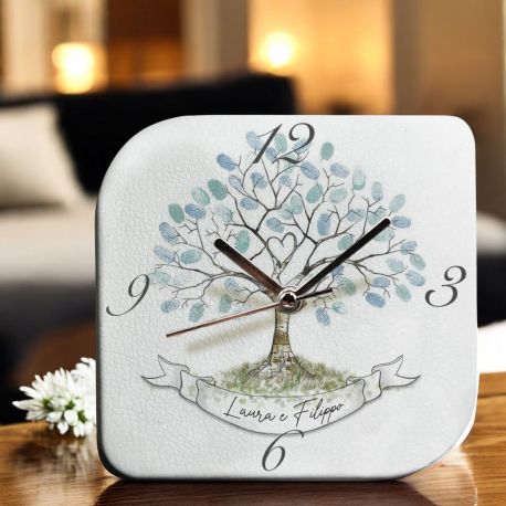 OROLOGIO IN ECOPELLE PERSONALIZZABILE CON ALBERO DELLA VITA INCISO E COLORI PASTELLO