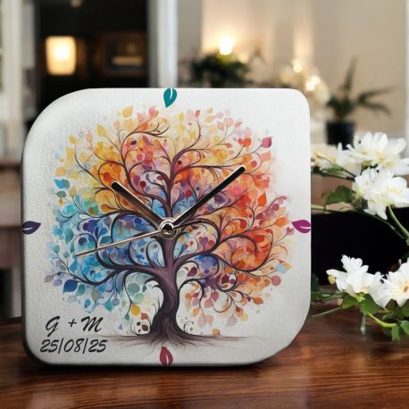 OROLOGIO PERSONALIZZABILE CON ALBERO DELLA VITA IN ECOPELLE PER MATRIMONIO E ANNIVERSARIO