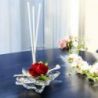 PROFUMATORE AMBIENTE CON PETALI IN CRISTALLO E ROSA ROSSA, BOMBONIERE SPECIALE EVENTO