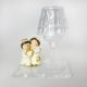 LAMPADA LED PORTAGIOIE CON COPPIA DI SPOSI E CUORE ORO SU BASE DI VETRO