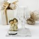 LAMPADA LED PORTAGIOIE CON COPPIA DI SPOSI E CUORE ORO SU BASE DI VETRO