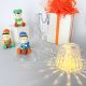 LAMPADA LED CON STATUINA JOLLY E BASE IN VETRO PER BATTESIMO E PRIMO COMPLEANNO BIMBO