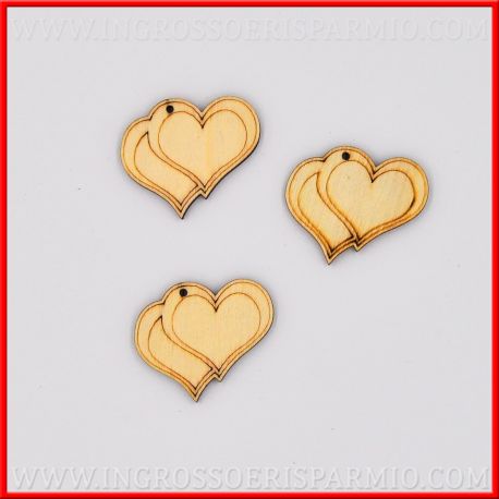 CUORI IN LEGNO APPLICAZIONE PER BOMBONIERE FAI DA TE MATRIMONIO, NASCITA, BATTESIMO, COMUNIONE