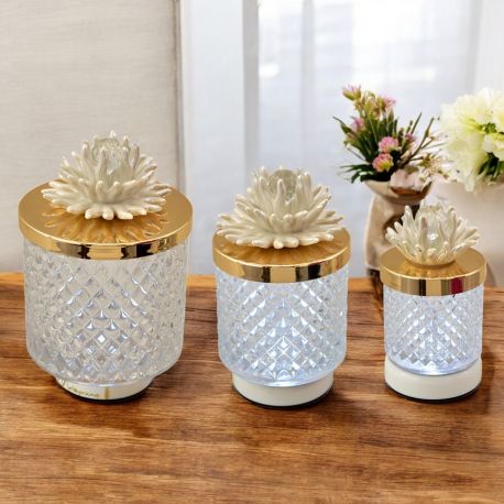 LAMPADA LED CON CORALLO CAPODIMONTE PANNA, IDEE RAFFINATE BOMBONIERE MATRIMONIO