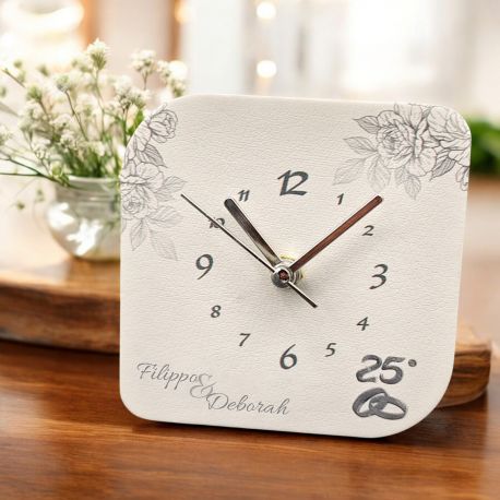 OROLOGIO ECOPELLE 25° CON FEDI E DECORO FLOREALE ARGENTO