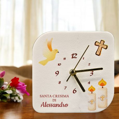 OROLOGIO SIMBOLI SACRI SANTA CRESIMA PERSONALIZZABILE