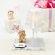 LAMPADA LED CON BASE IN VETRO E STATUINA ANGIOLETTO CON CORONCINA E LECCA LECCA BATTESIMO BIMBA