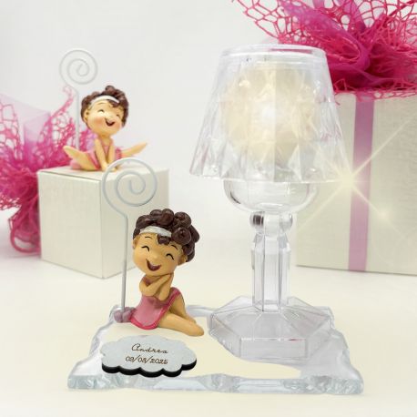 LUMETTO LED PORTAGIOIE BALLERINA CON MEMOCLIP E NUVOLETTA PERSONALIZZABILE
