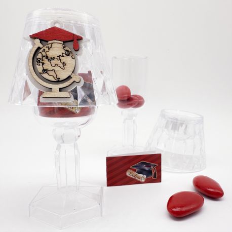 LUME LED CON APPLICAZIONE MAPPAMONDO E TOCCO, PORTACONFETTI , BOMBONIERA ORIGINALE EVENTO