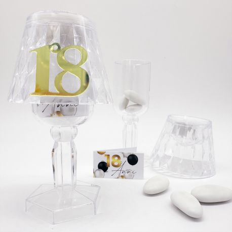 LUMETTO LED CON NUMERO 18 IN PLEXIGLASS PER DICIOTTESIMO COMPLEANNO