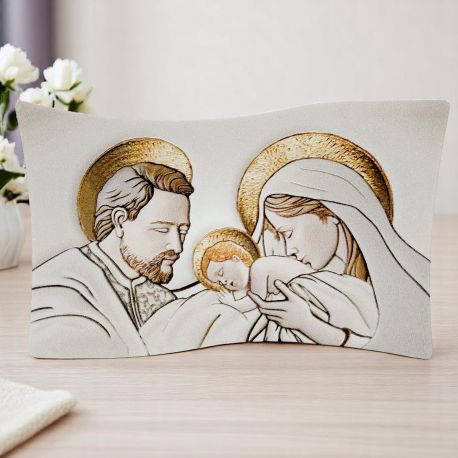 ICONA DA APPOGGIO SACRA FAMIGLIA ORO CERAMICA BOMBONIERE SACRE
