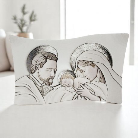 ICONA DA APPOGGIO SACRA FAMIGLIA ARGENTO CERAMICA BOMBONIERE SACRE