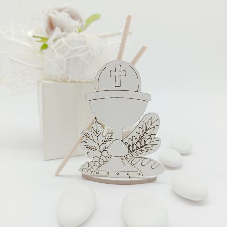 BOMBONIERA PRIMA COMUNIONE:MINI PROFUMATORE CON CALICE E OSTIA