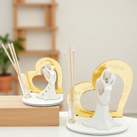 PROFUMATORE SPOSI CON CUORE E FRASE D AMORE IN TUTTE LE LINGUE