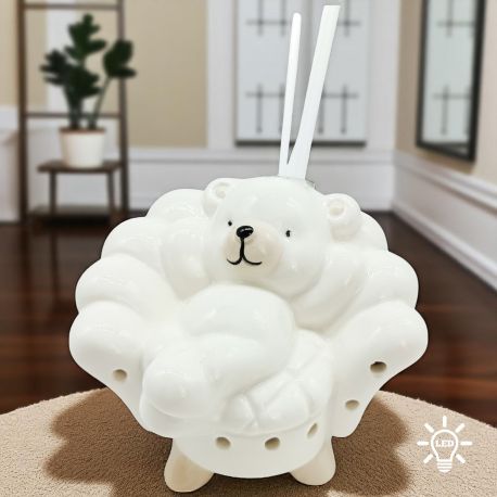 DIFFUSORE ESSENZA LED ORSETTO IN CERAMICA PER BATTESIMO E PRIMO COMPLEANNO