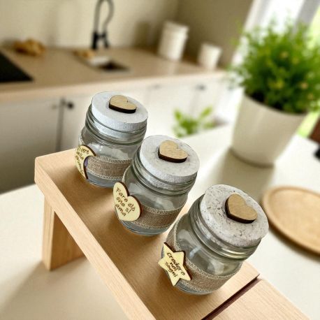 VASETTI PORTACONFETTI CON LUNA STELLA O CUORE IN LEGNO CONFETTATE ECONOMICHE