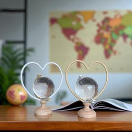 MAPPAMONDO IN VETRO CON STAND IN LEGNO BOMBONIERE NOZZE TEMA VIAGGIO