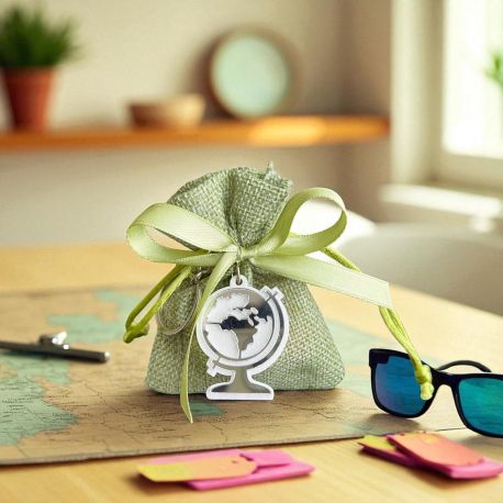 PORTACHIAVI MAPPAMONDO BOMBONIERE TEMA VIAGGIO ORIGINALI ED ECONOMICHE