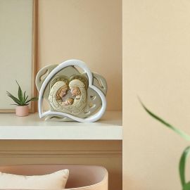 ICONE IN RESINA A FORMA DI CUORE CON SACRA FAMIGLIA BOMBONIERE SACRE
