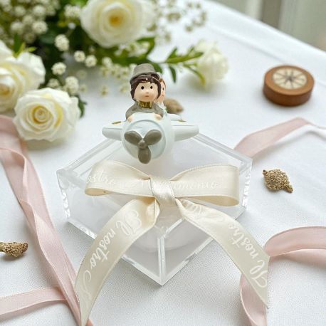 SCATOLINA PORTACONFETTI CON SPOSINI IN AEREO