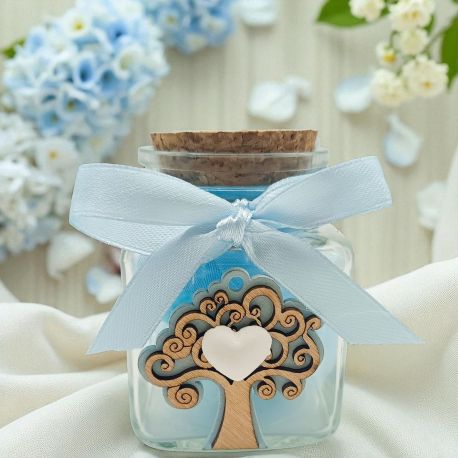 BARATTOLINO ERMETICO CON ALBERO DELLA VITA CELESTE CON CUORE