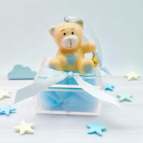 SCATOLINA PORTACONFETTI ORSETTO CELESTE NASCITA O PRIMO COMPLEANNO