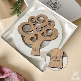 SOTTOPENTOLA IN LEGNO CON ALBERO DELLA VITA REMOVIBILE NOVITÁ BOMBONIERE MATRIMONIO