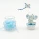 PORTACONFETTI ELEFANTINO CELESTE IN VETRO CON TAPPO IN SUGHERO