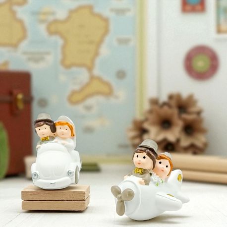 SEGNAPOSTO SPOSINI TEMA VIAGGIO IN AEREO E IN MACCHINA