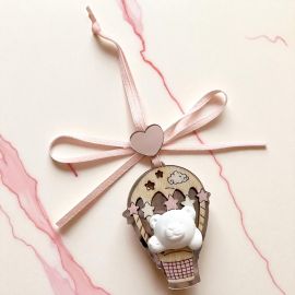 APPENDINO ORSETTO MONGOLFIERA: GESSETTO, NASTRO E FIOCCHETTO ROSA