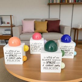 LAMPADA LED MULTICOLOR A CUBO CON DECORAZIONI MULTICOLOR E FRASE MOTIVAZIONALE, BOMBONIERE PRIMA COMUNIONE