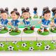 TORTA DI BOMBONIERE CAMPO DA CALCIO CON STATUINA CALCIATORE E RETI METALLO