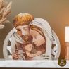 ICONA DA APPOGGIO SACRA FAMIGLIA IN RESINA E LEGNO BOMBONIERE BATTESIMO ECONOMICHE OFFERTA